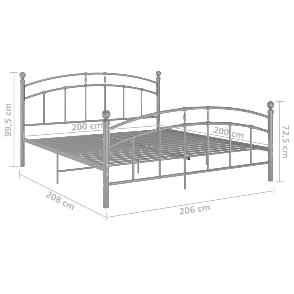 Sängynrunko harmaa metalli 200x200 cm - Sisustajankoti.fi