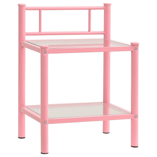 Yöpöytä pinkki/läpinäkyvä 45x34,5x60,5 cm metalli ja lasi - Sisustajankoti.fi