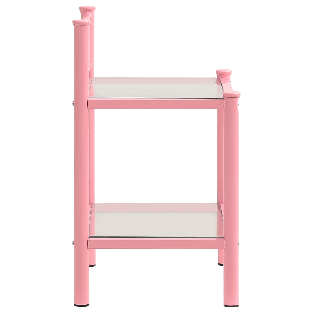 Yöpöytä pinkki/läpinäkyvä 45x34,5x60,5 cm metalli ja lasi - Sisustajankoti.fi