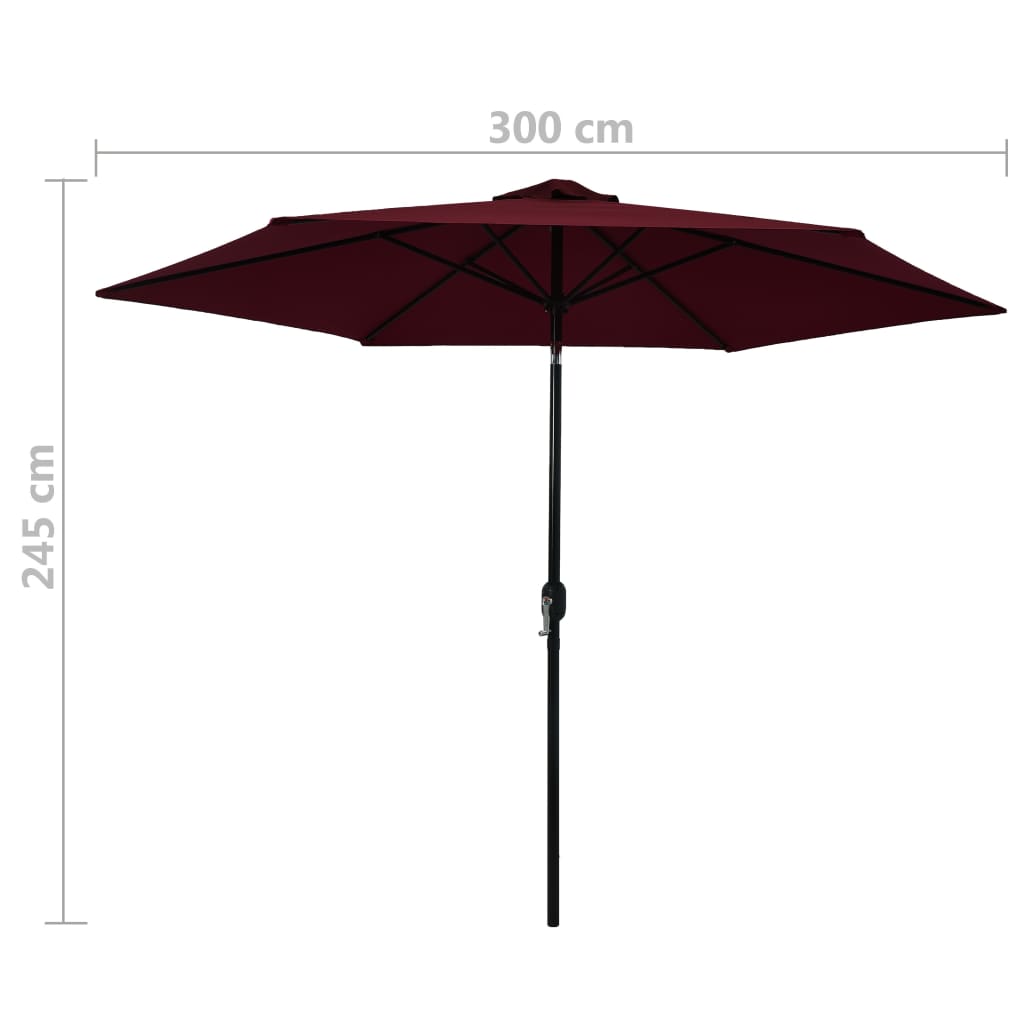 Aurinkovarjo metallitangolla viininpunainen 300 cm - Sisustajankoti.fi