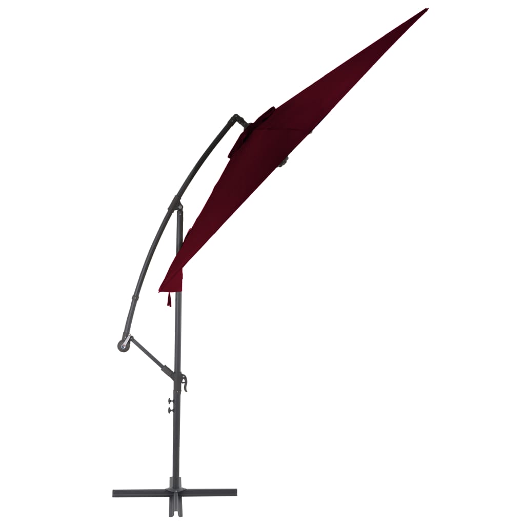 Riippuva aurinkovarjo alumiinipylväällä viininpunainen 300 cm - Sisustajankoti.fi