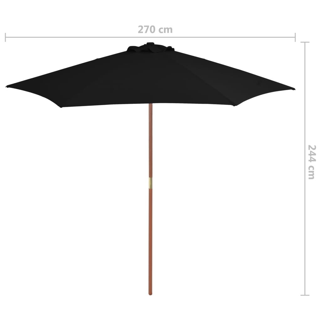 Aurinkovarjo puurunko musta 270 cm - Sisustajankoti.fi