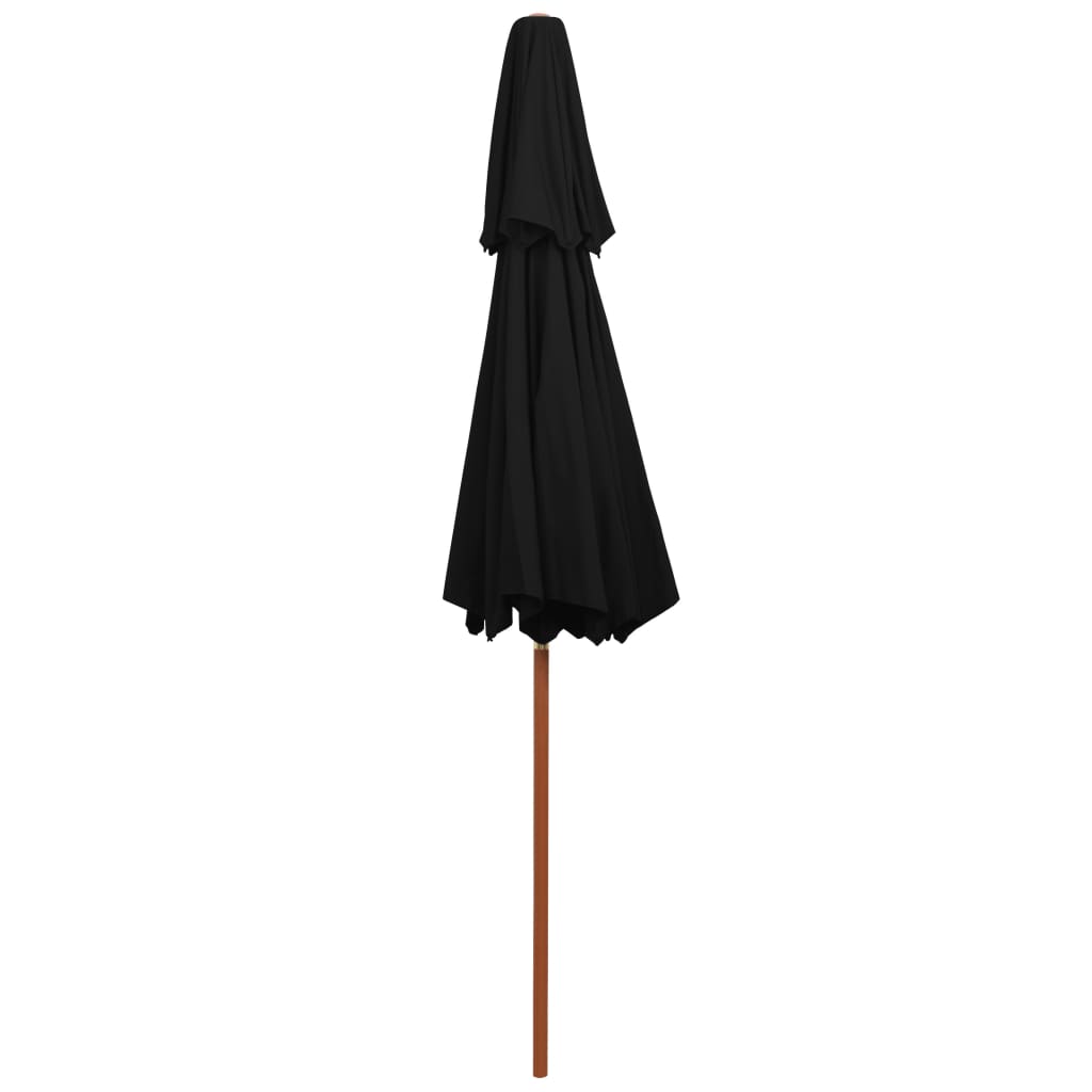 Kaksikerroksinen aurinkovarjo puurunko musta 270 cm - Sisustajankoti.fi
