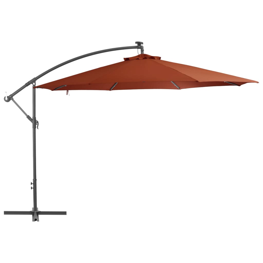 Aurinkovarjo LED-valoilla terrakotta 350 cm - Sisustajankoti.fi