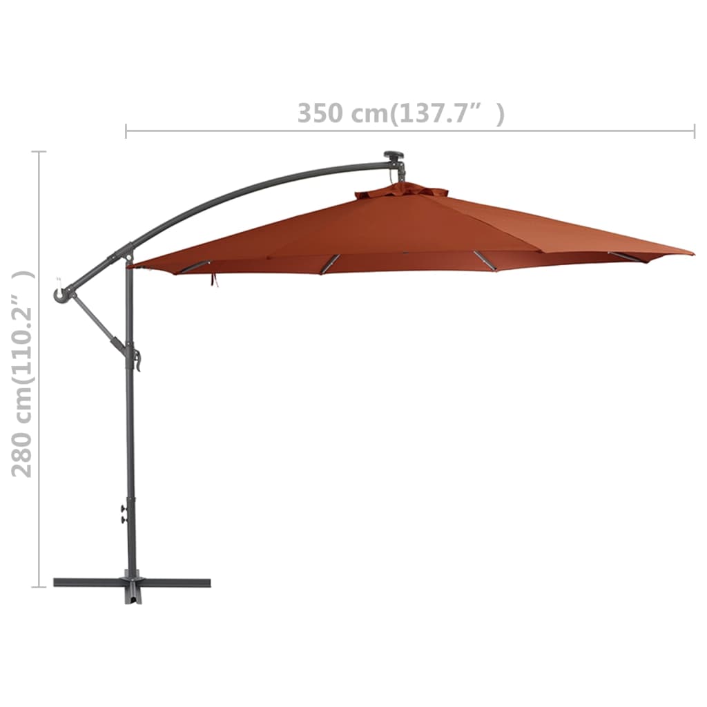Aurinkovarjo LED-valoilla terrakotta 350 cm - Sisustajankoti.fi
