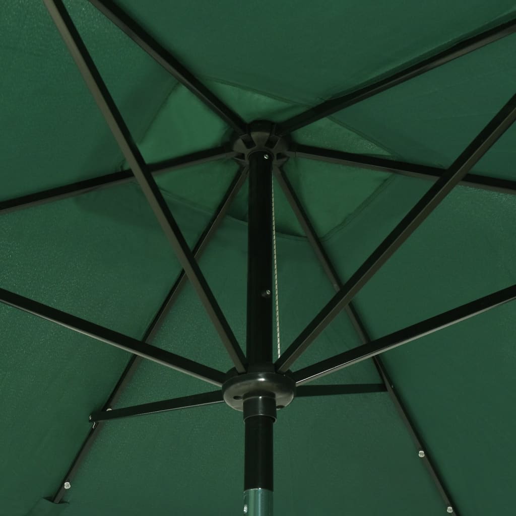 Aurinkovarjo LED-valot ja terästanko 2x3 m vihreä - Sisustajankoti.fi