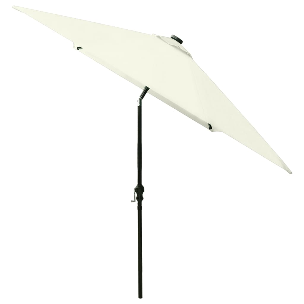 Aurinkovarjo LED-valot ja terästanko hiekka 2x3 m - Sisustajankoti.fi