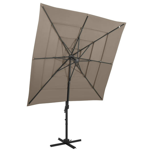 4-tasoinen Aurinkovarjo alumiinitanko harmaanruskea 250x250 cm - Sisustajankoti.fi