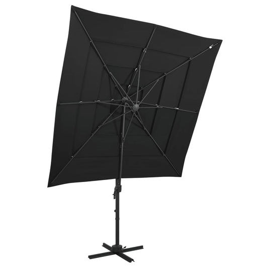4-tasoinen Aurinkovarjo alumiinitanko musta 250x250 cm - Sisustajankoti.fi