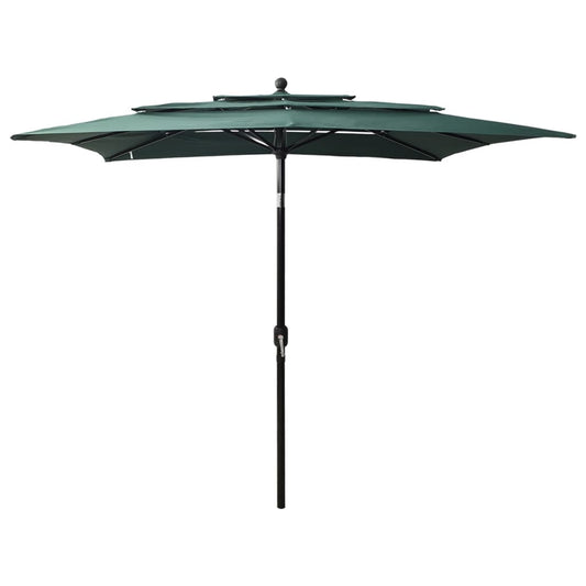 3-tasoinen aurinkovarjo alumiinitanko vihreä 2,5x2,5 m - Sisustajankoti.fi