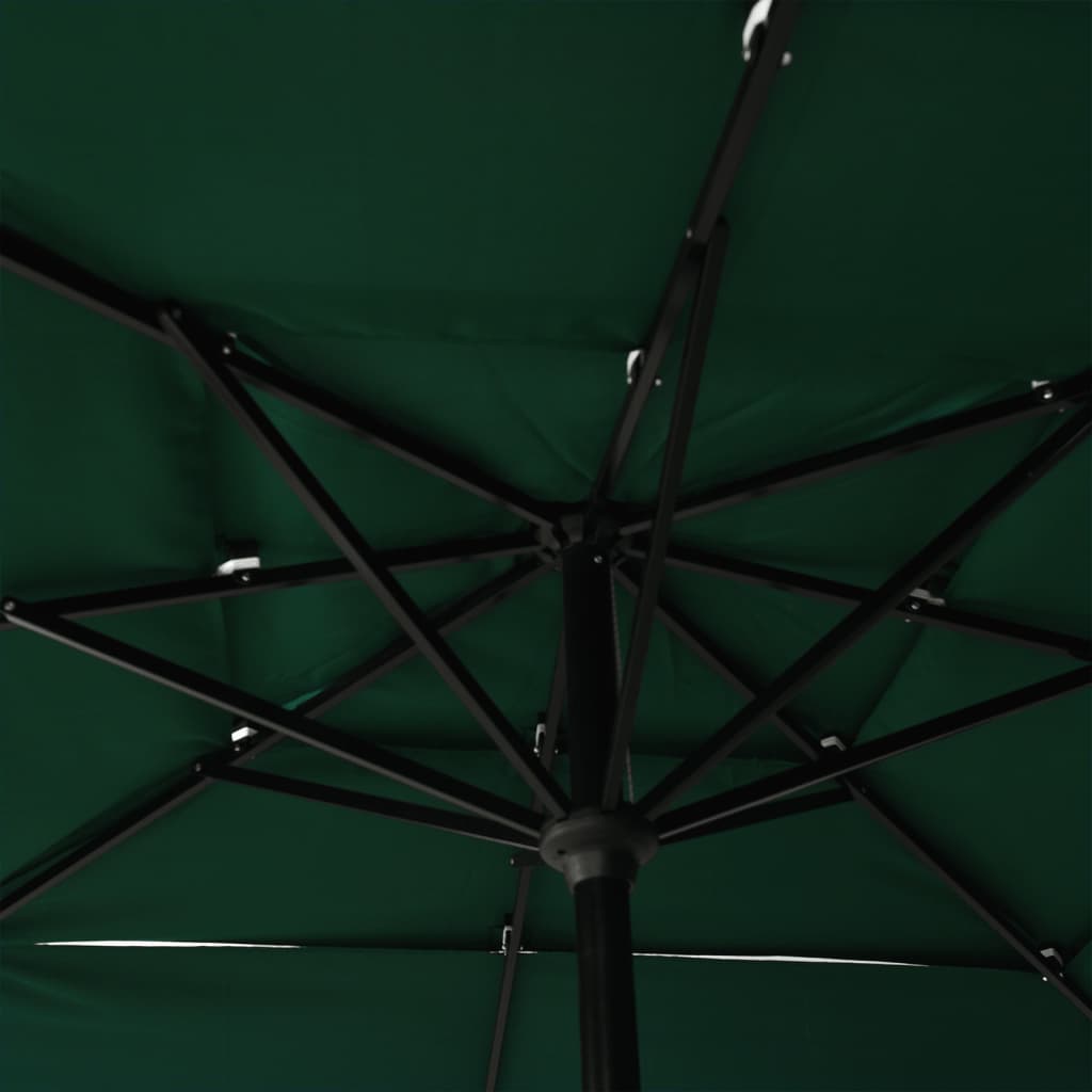 3-tasoinen aurinkovarjo alumiinitanko vihreä 2,5x2,5 m - Sisustajankoti.fi