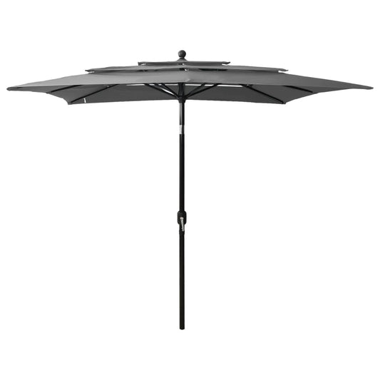 3-tasoinen aurinkovarjo alumiinitanko antrasiitti 2,5x2,5 m - Sisustajankoti.fi