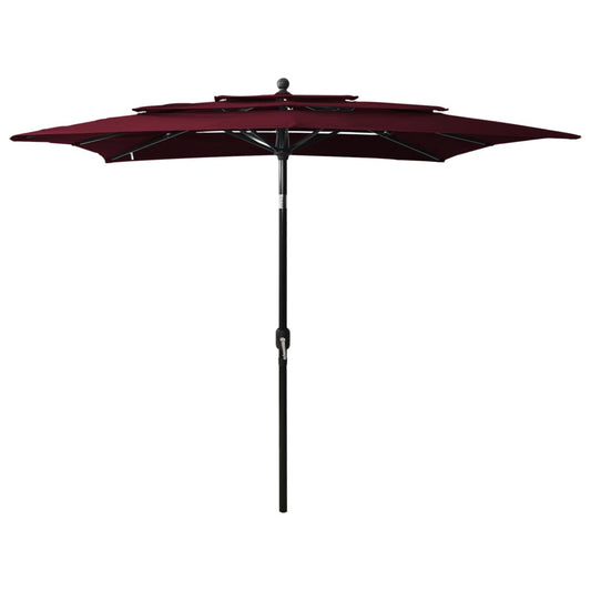 3-tasoinen aurinkovarjo alumiinitanko viininpunainen 2,5x2,5 m - Sisustajankoti.fi