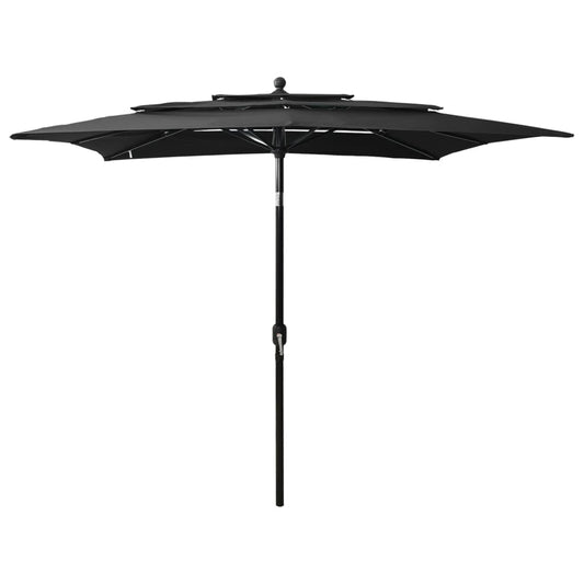 3-tasoinen aurinkovarjo alumiinitanko musta 2,5x2,5 m - Sisustajankoti.fi