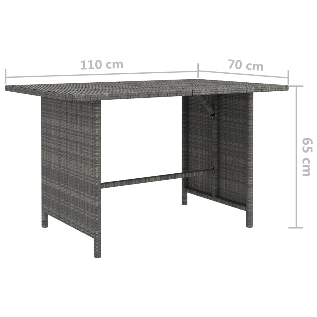 Puutarhan ruokapöytä harmaa 110x70x65 cm polyrottinki - Sisustajankoti.fi