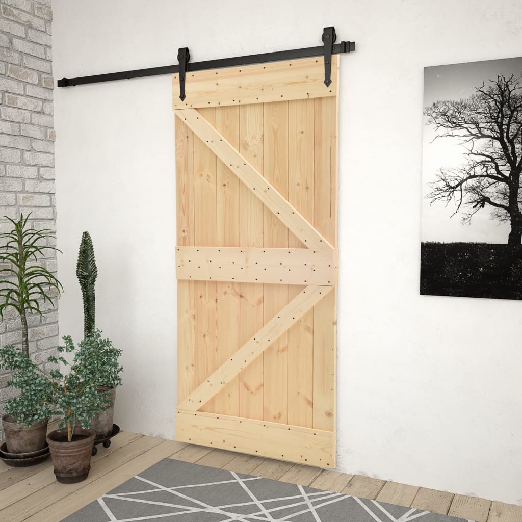 Liukuovi asennustarvikkeineen 90x210 cm täysi mänty - Sisustajankoti.fi