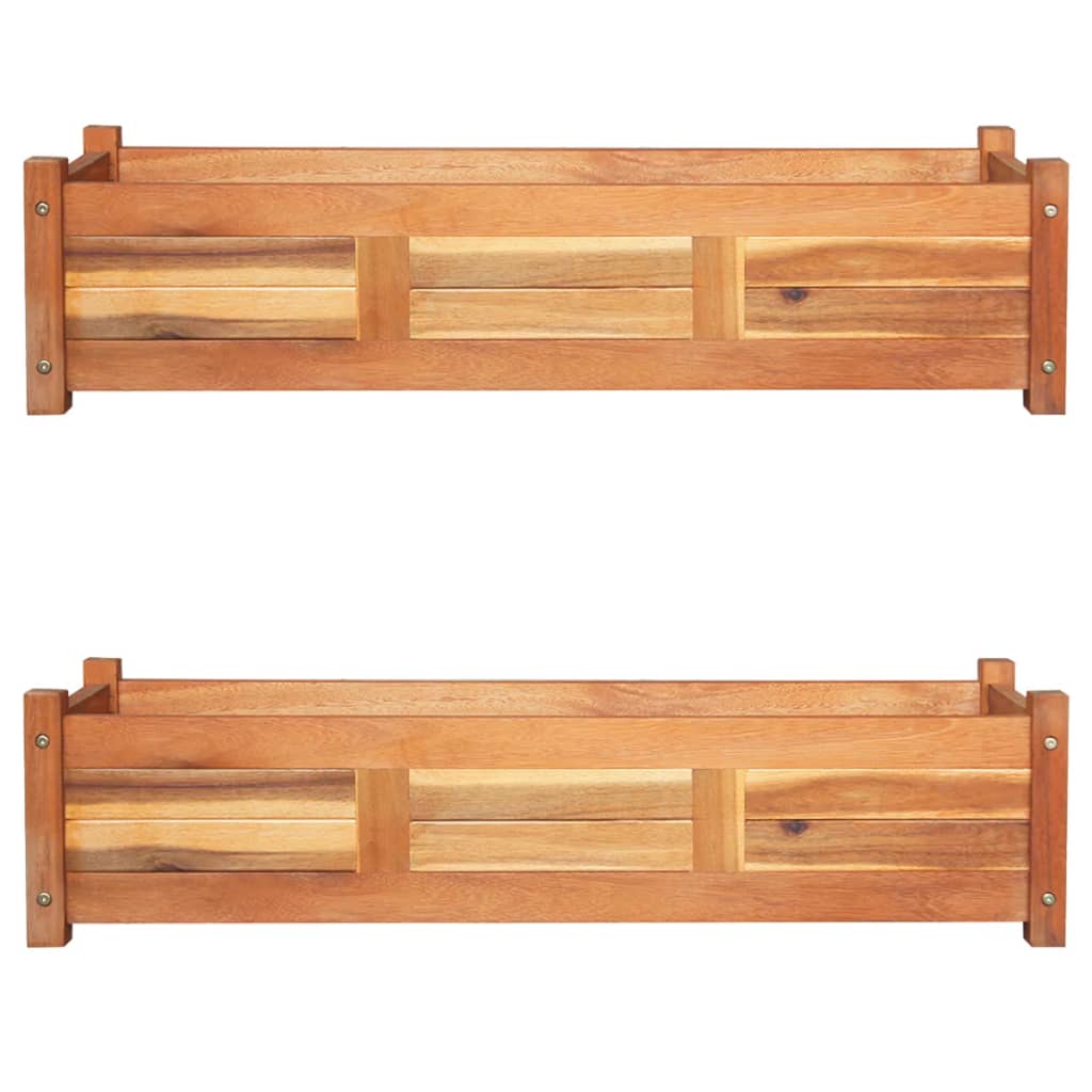 Puutarhan korotetut kukkalaatikot 2 kpl akaasiapuu 100x30x25 cm - Sisustajankoti.fi