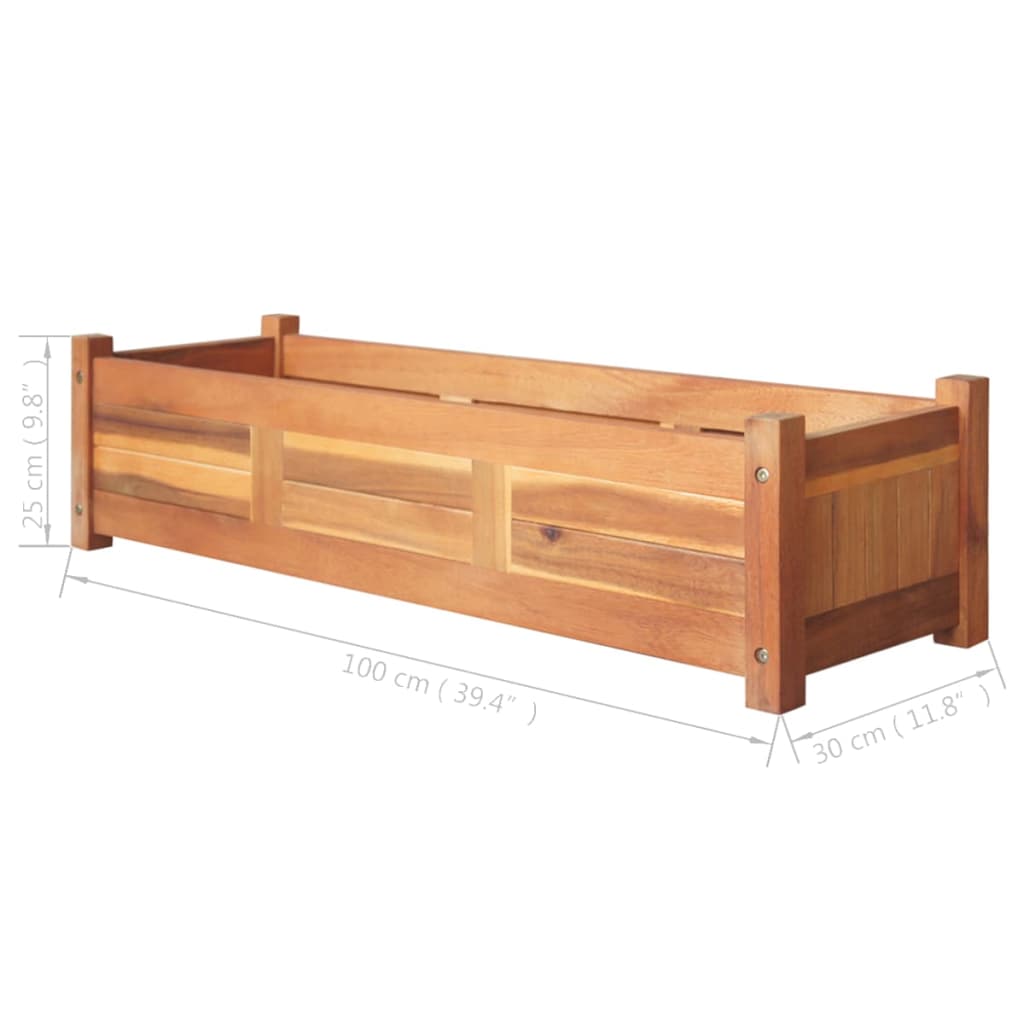 Puutarhan korotetut kukkalaatikot 2 kpl akaasiapuu 100x30x25 cm - Sisustajankoti.fi