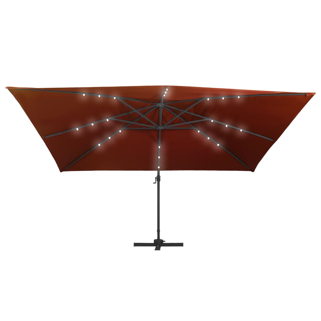 Aurinkovarjo LED-valoilla terrakotta 400x300 cm - Sisustajankoti.fi