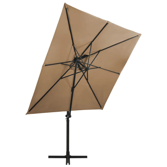 Riippuva aurinkovarjo tuplakatolla harmaanruskea 250x250 cm - Sisustajankoti.fi