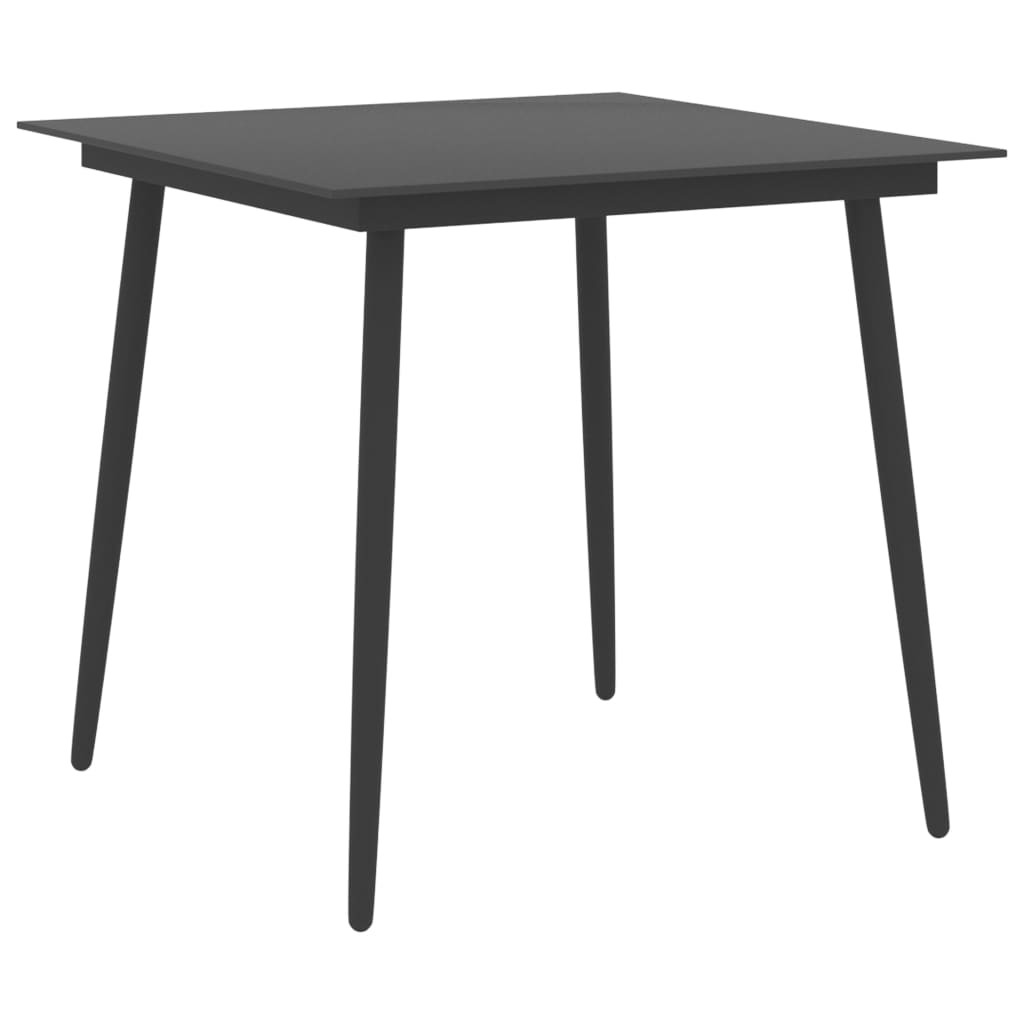 Puutarhan ruokapöytä musta 80x80x74 cm teräs ja lasi - Sisustajankoti.fi