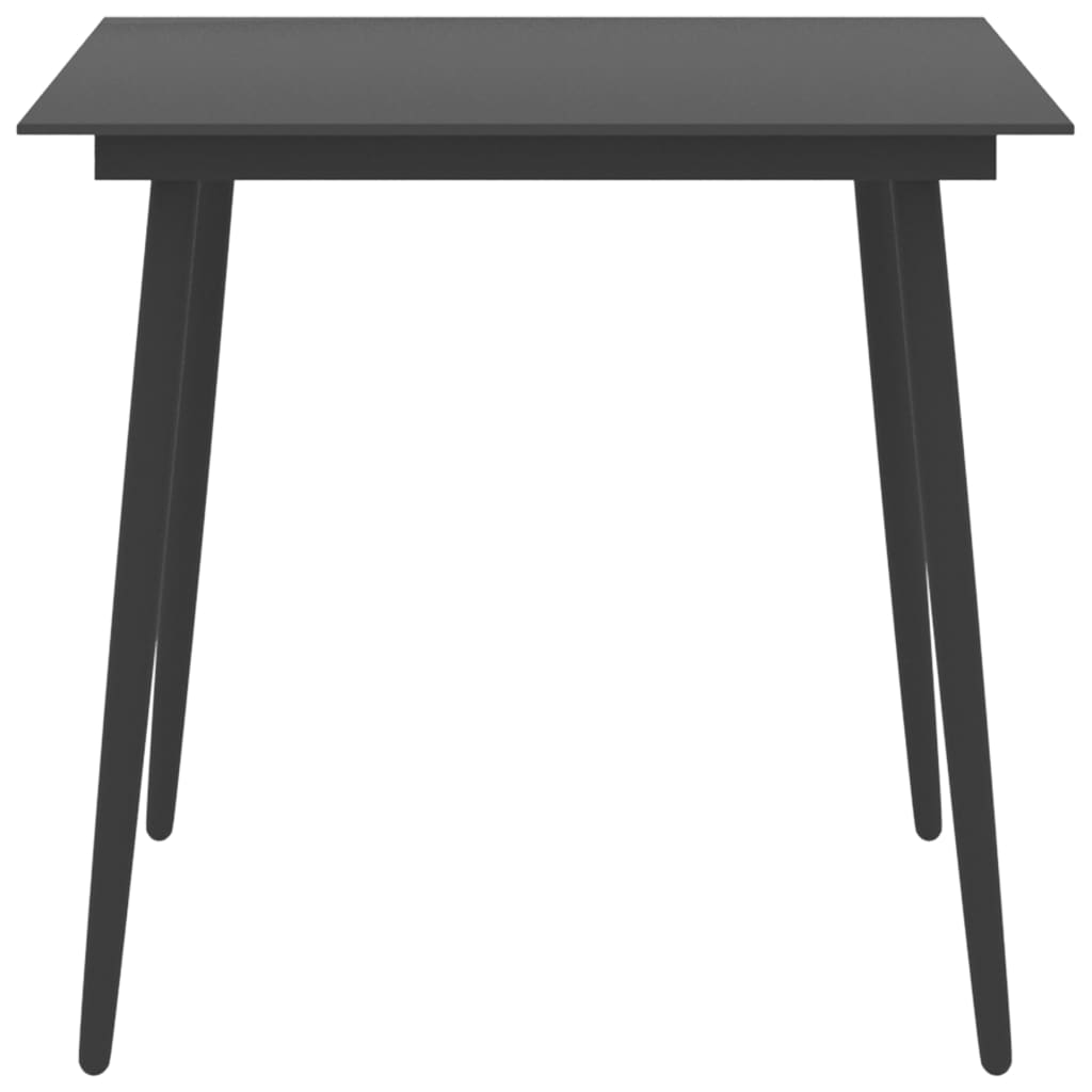 Puutarhan ruokapöytä musta 80x80x74 cm teräs ja lasi - Sisustajankoti.fi