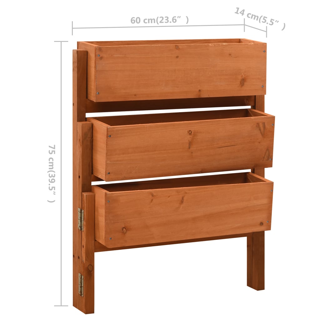 Taitettava kukkalaatikko oranssi 60x14x75 cm täysi kuusi - Sisustajankoti.fi