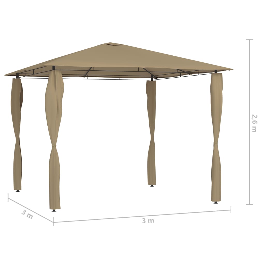 Huvimaja sivuseinillä 3x3x2,6 m harmaanruskea 160 g/m² - Sisustajankoti.fi