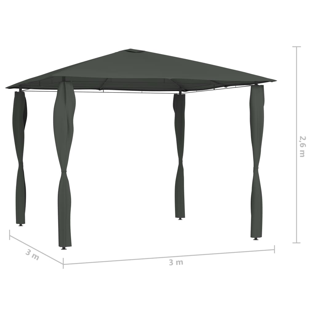 Huvimaja sivuseinillä 3x3x2,6 m antrasiitti 160 g/m² - Sisustajankoti.fi
