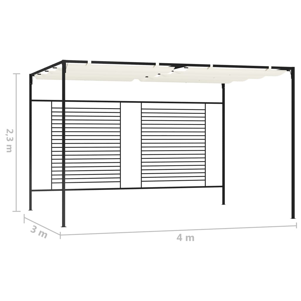 Huvimaja sisäänvedettävä katto 3x4x2,3 m kerma 180 g/m² - Sisustajankoti.fi