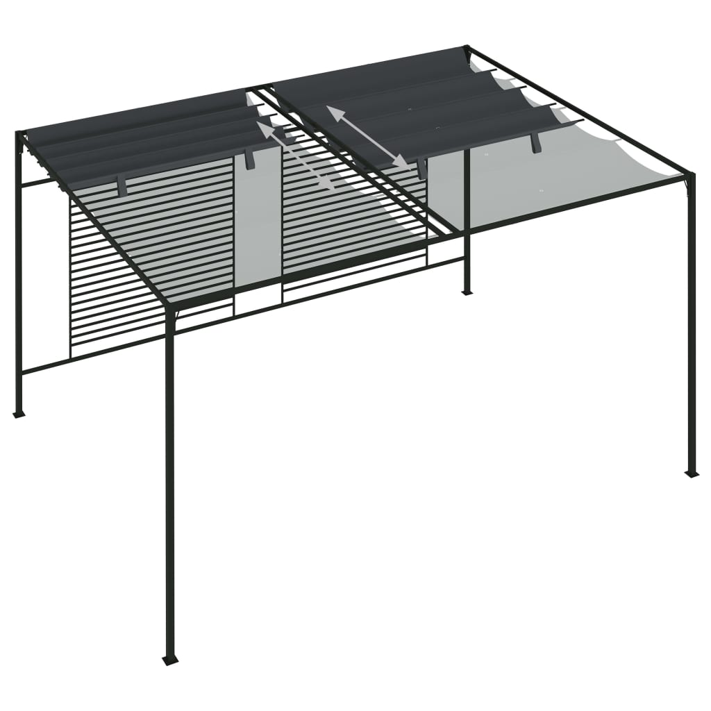 Huvimaja sisäänvedettävä katto 4x3x2,3 m antrasiitti 180 g/m² - Sisustajankoti.fi