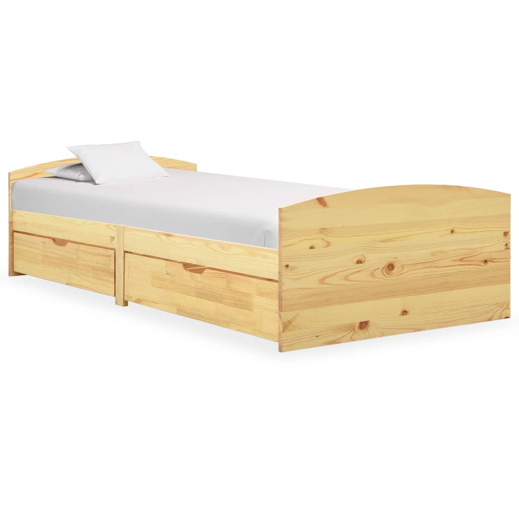 Sängynrunko 2 vetolaatikolla täysi mänty 90x200 cm - Sisustajankoti.fi