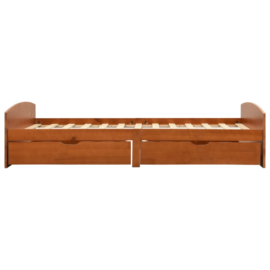 Sängynrunko 2 vetolaatikolla hunajanrusk. täysi mänty 90x200 cm - Sisustajankoti.fi