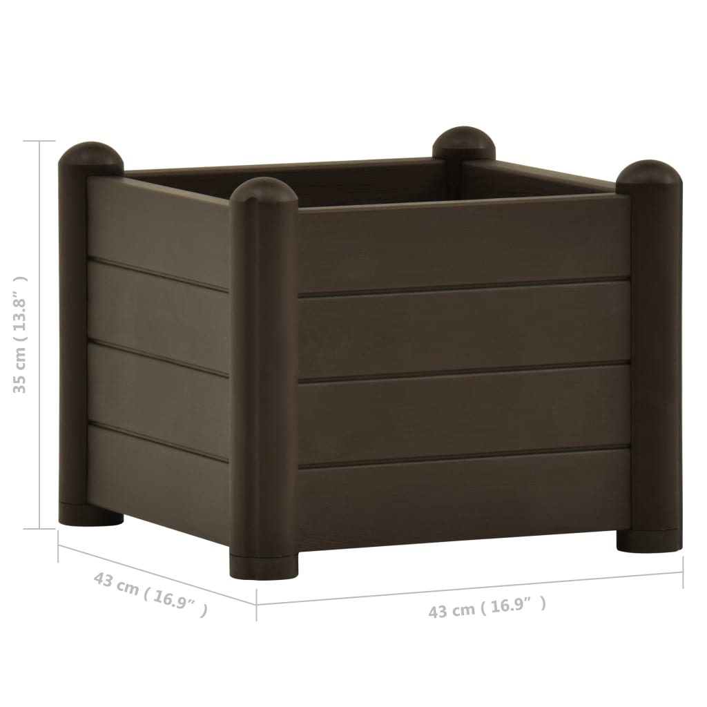 Korotettu kukkalaatikko PP mokka 43x43x35 cm - Sisustajankoti.fi
