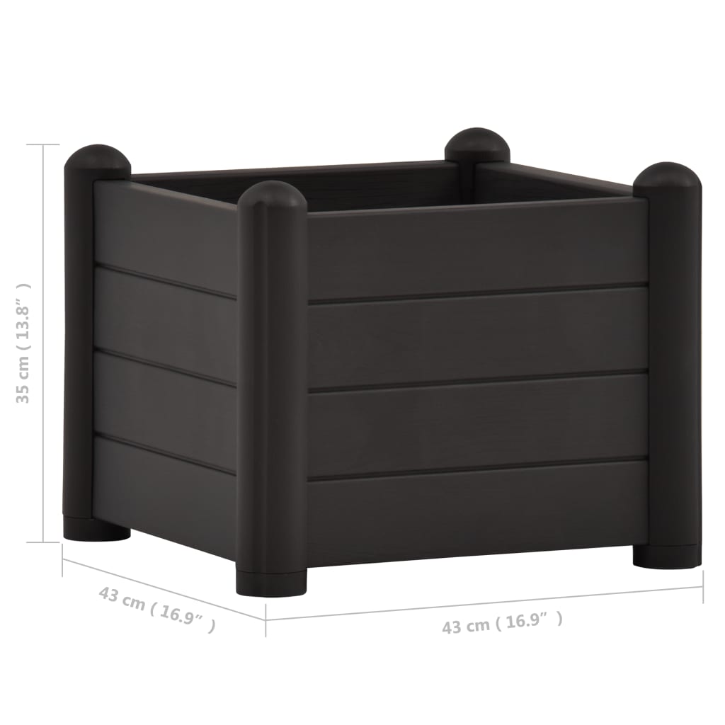 Korotettu kukkalaatikko PP antrasiitti 43x43x35 cm - Sisustajankoti.fi