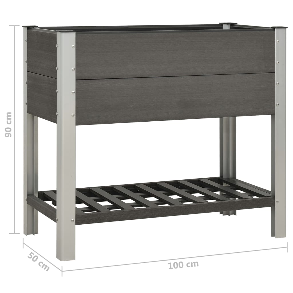 Puutarhan korotettu kukkalaatikko 100x50x90 cm WPC harmaa - Sisustajankoti.fi