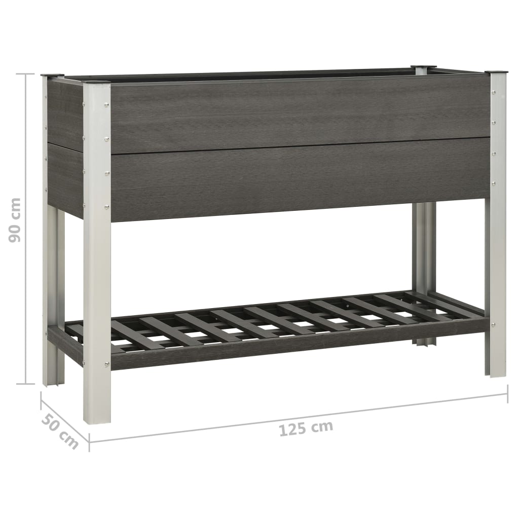 Puutarhan korotettu kukkalaatikko 125x50x90 cm WPC harmaa - Sisustajankoti.fi