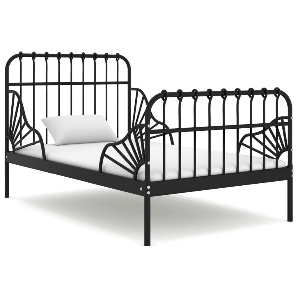 Jatkettava sängynrunko musta metalli 80x130/200 cm - Sisustajankoti.fi