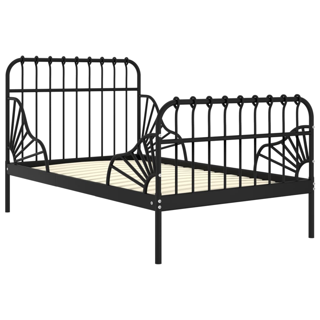 Jatkettava sängynrunko musta metalli 80x130/200 cm - Sisustajankoti.fi