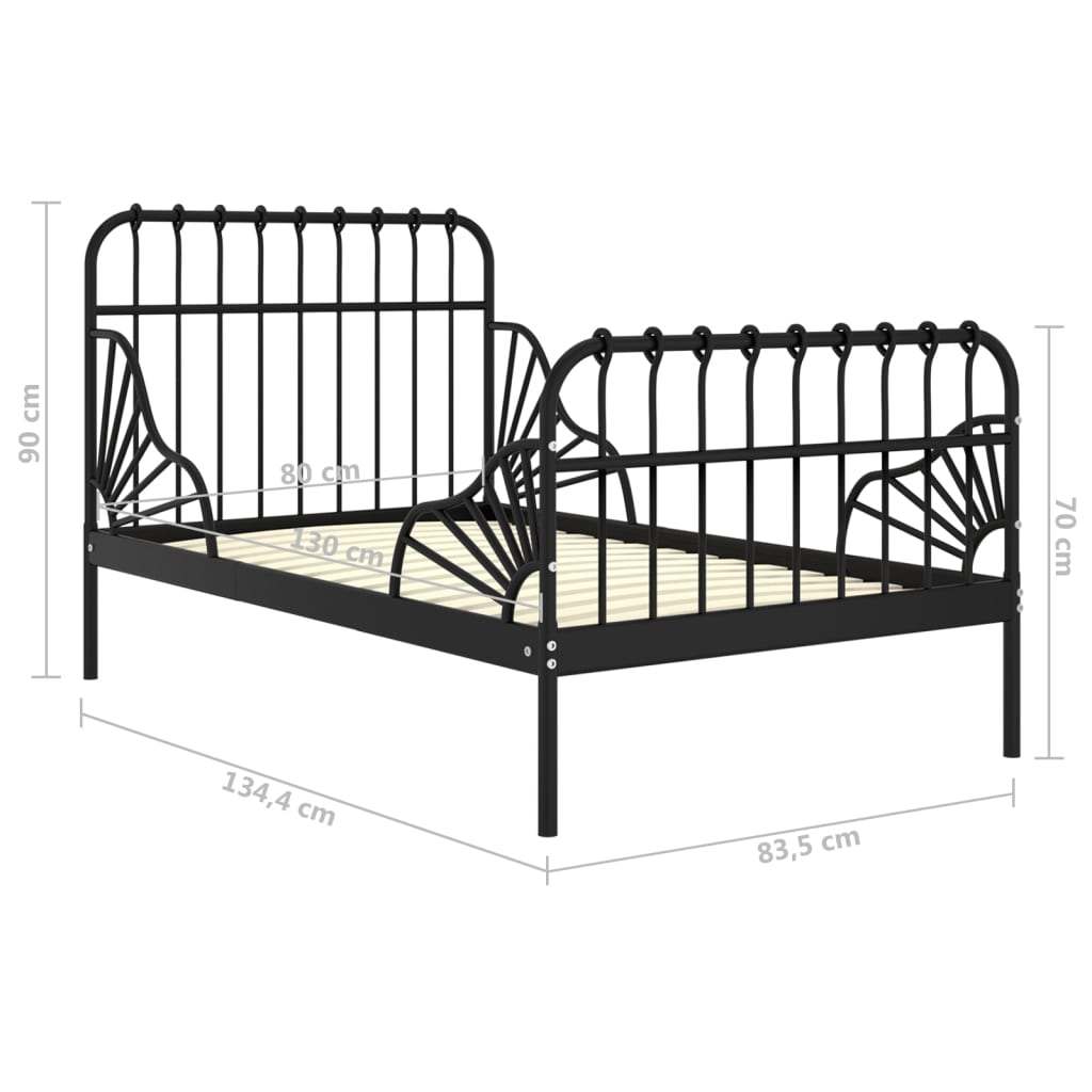 Jatkettava sängynrunko musta metalli 80x130/200 cm - Sisustajankoti.fi