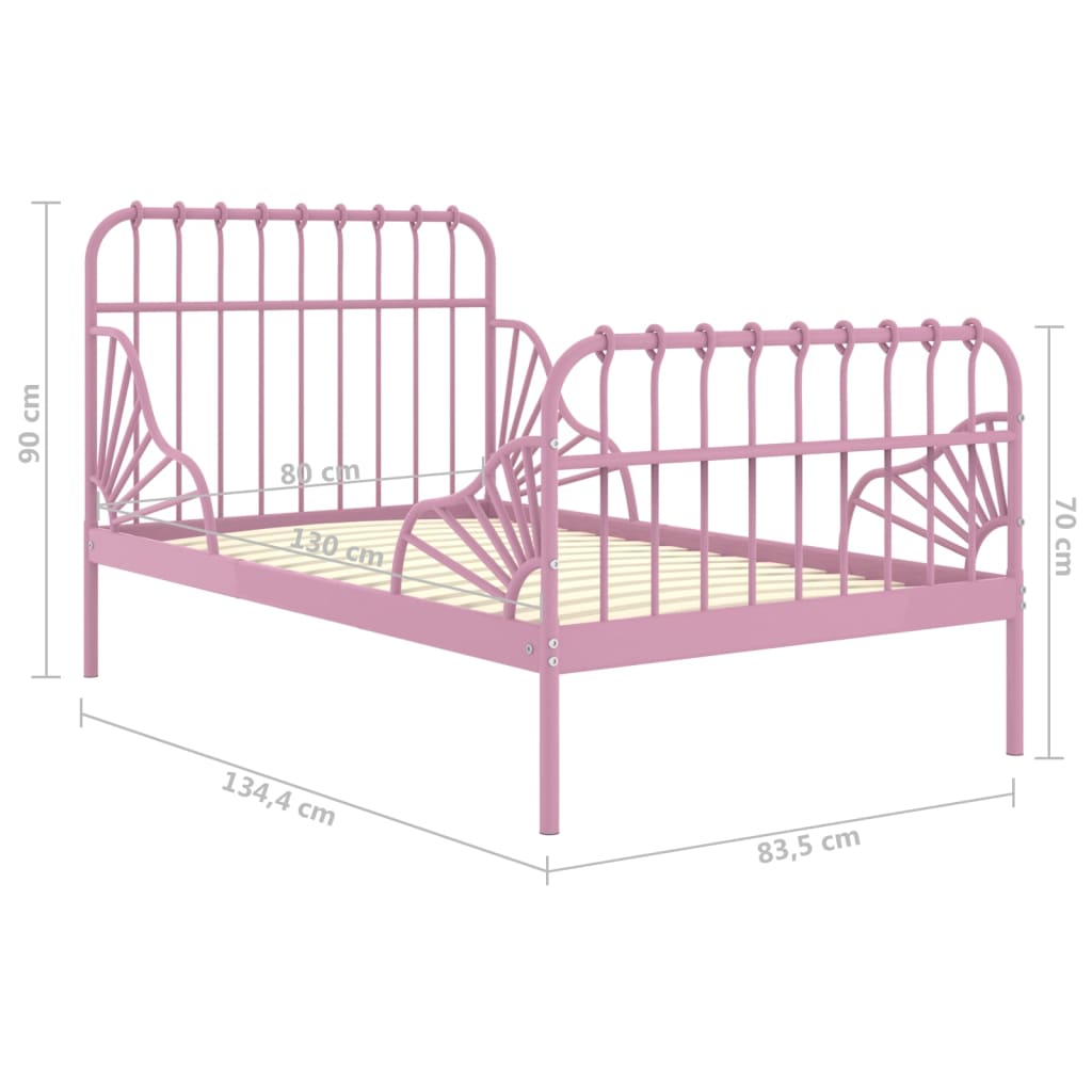 Jatkettava sängynrunko pinkki metalli 80x130/200 cm - Sisustajankoti.fi