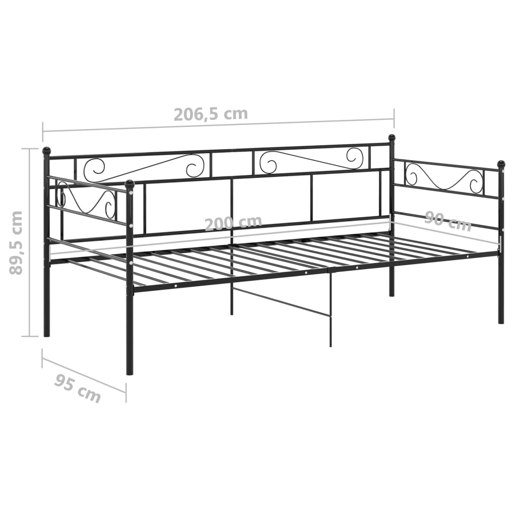 Sohvasängyn runko musta metalli 90x200 cm - Sisustajankoti.fi