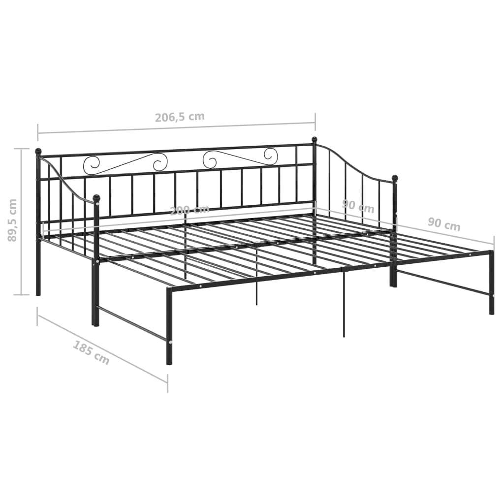 Vuodesohvan runko musta metalli 90x200 cm - Sisustajankoti.fi