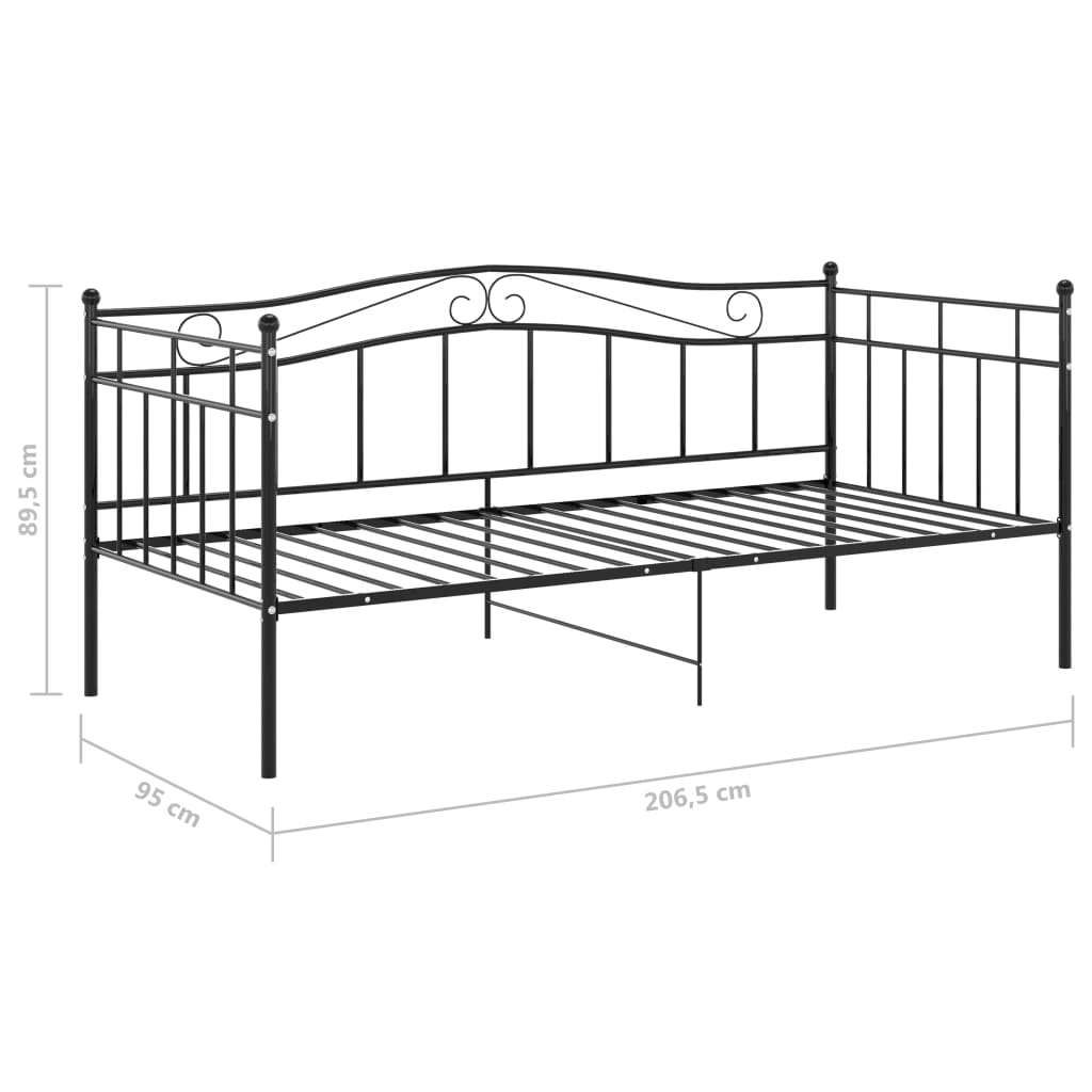 Sohvasängyn runko musta metalli 90x200 cm - Sisustajankoti.fi
