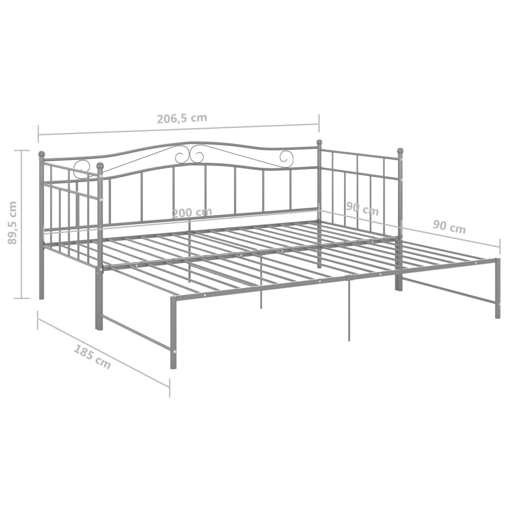 Vuodesohvan runko harmaa metalli 90x200 cm - Sisustajankoti.fi