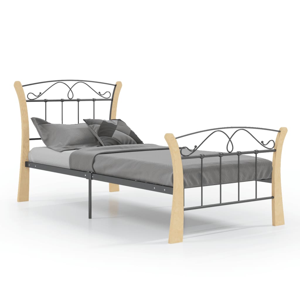Sängynrunko musta metalli 90x200 cm - Sisustajankoti.fi