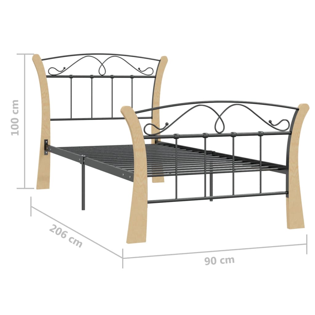 Sängynrunko musta metalli 90x200 cm - Sisustajankoti.fi