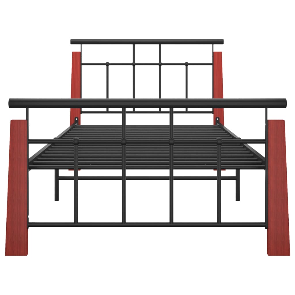 Sängynrunko metalli ja täysi tammi 100x200 cm - Sisustajankoti.fi