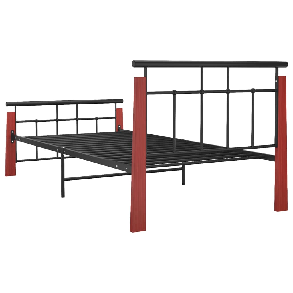 Sängynrunko metalli ja täysi tammi 100x200 cm - Sisustajankoti.fi