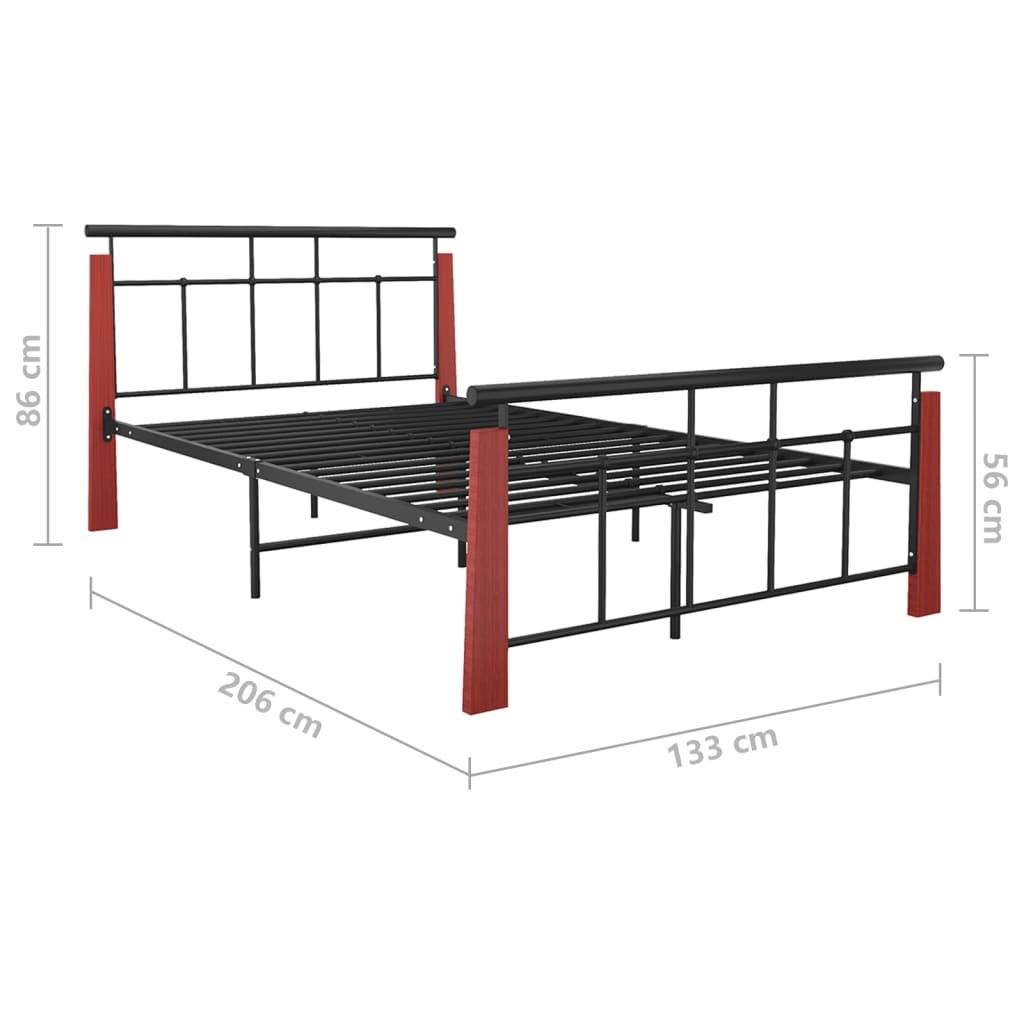 Sängynrunko metalli ja täysi tammi 120x200 cm - Sisustajankoti.fi